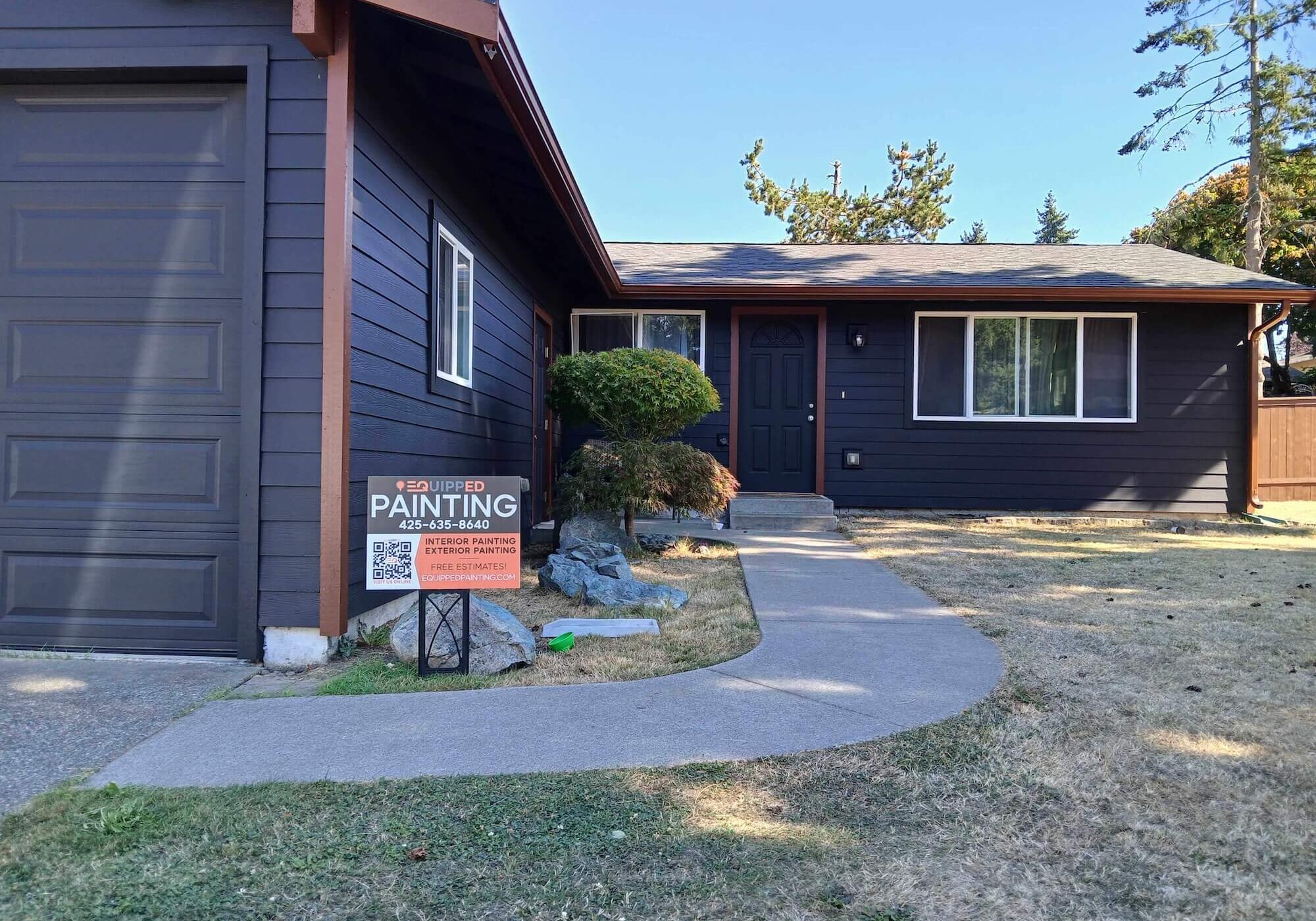 finished exterior painting job by equipped painting in renton wa